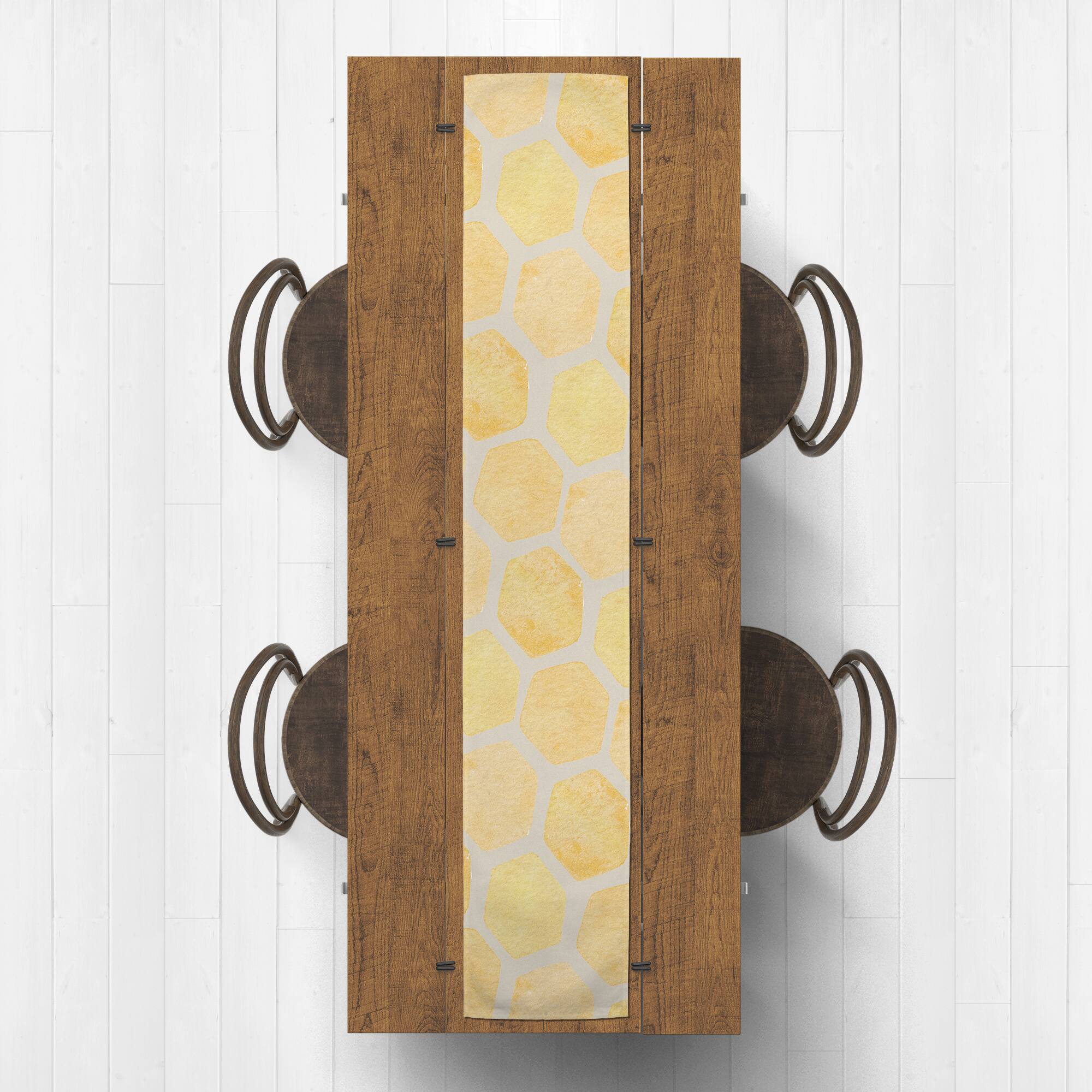 Sweet As Honey Hive Pattern 16" x 90" Poly Twill Table Runner